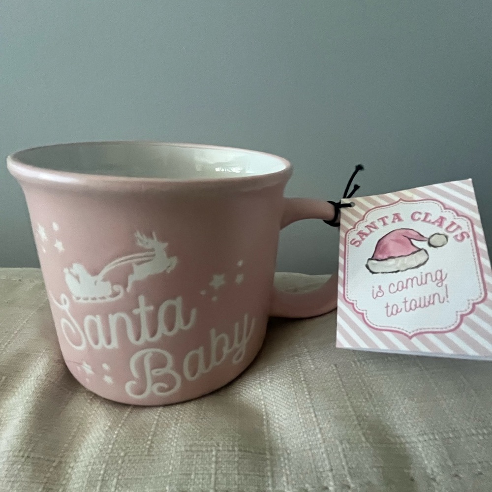 NWT Peppermint & Pine Pink Santa Baby Mug